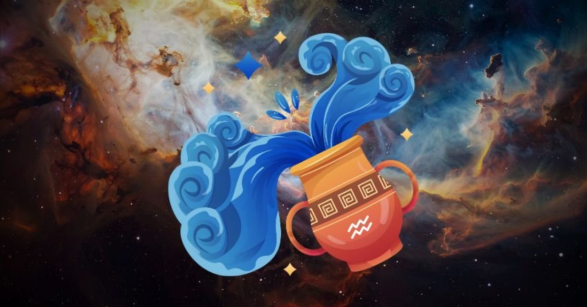 Aquarius zodiac sign illustration with the title "These Zodiac Signs Are Aquarius' Soulmates"