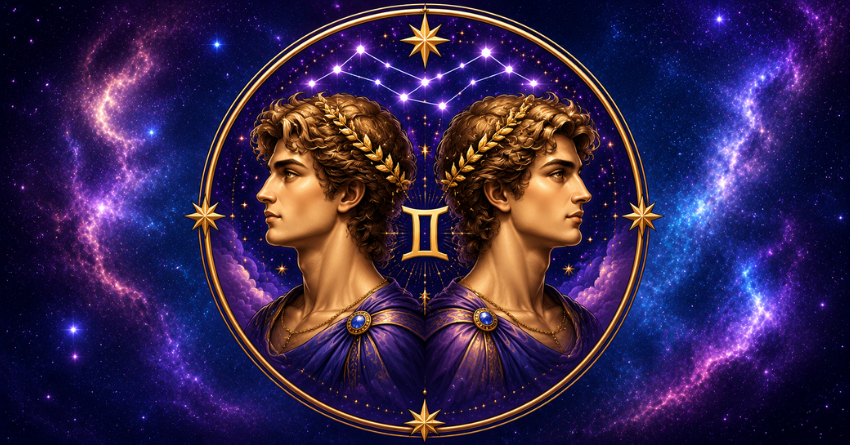 These Zodiac Signs Can't Resist Gemini – Gemini zodiac sign illustration with twins and astrology background