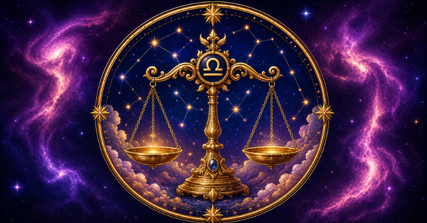 These Zodiac Signs Can't Resist Libra – Libra zodiac sign illustration with scales and astrology background