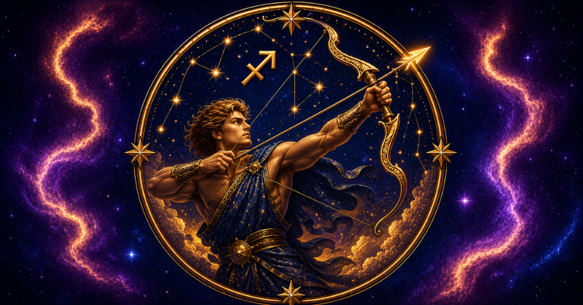 These Zodiac Signs Can't Resist Sagittarius – Sagittarius zodiac sign illustration with archer and astrology background