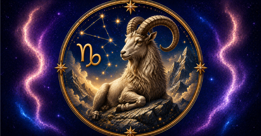 These Zodiac Signs Can't Resist Capricorn – Capricorn zodiac sign illustration with mountain goat and astrology background