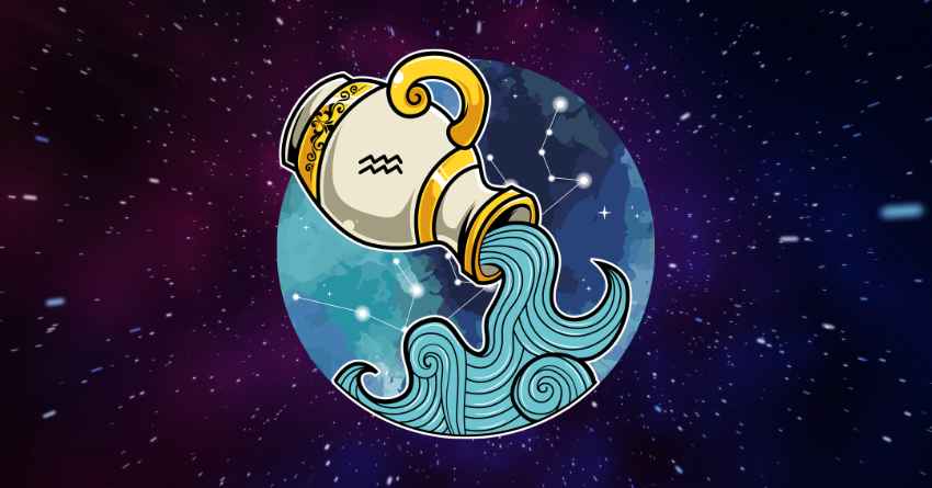 Aquarius zodiac sign with water bearer symbol representing the 3 zodiac signs Aquarius should never trust