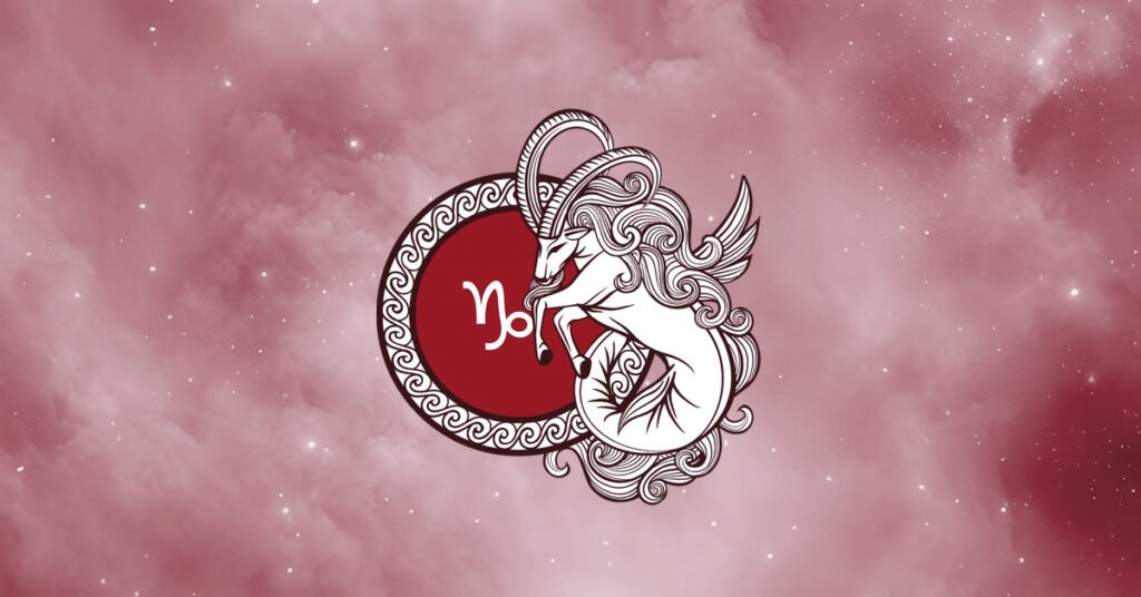 Capricorn zodiac sign illustration with a cosmic background