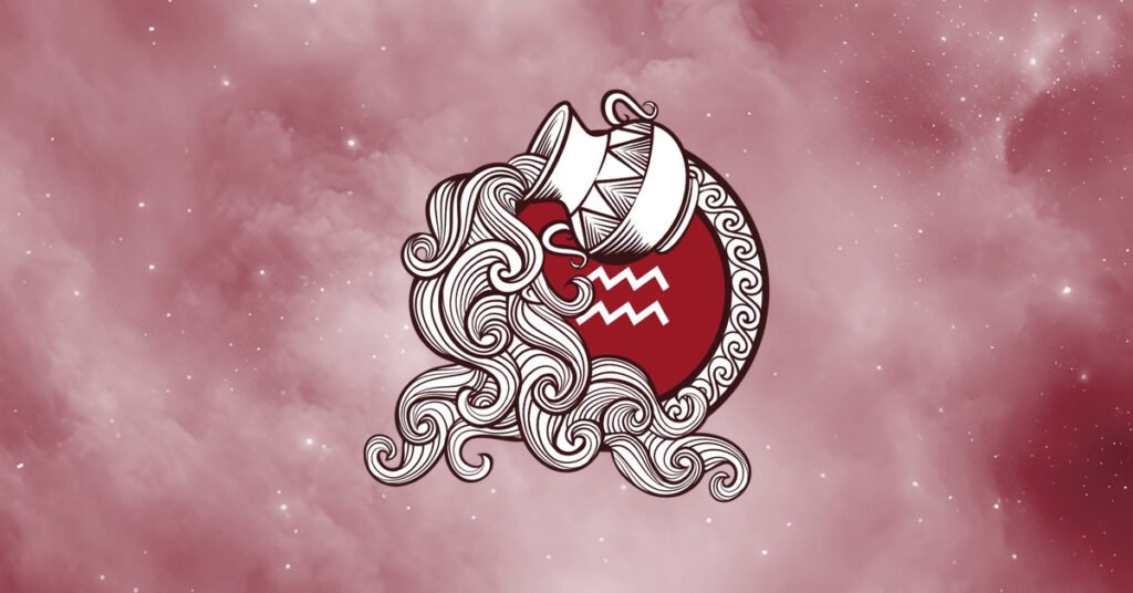 Aquarius zodiac sign illustration with a cosmic background