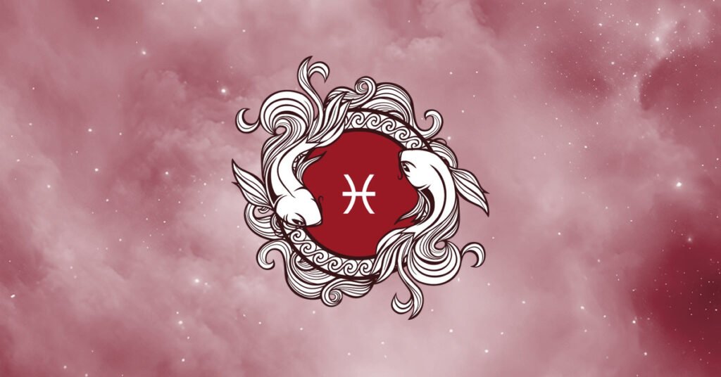 Pisces zodiac sign illustration with a cosmic background