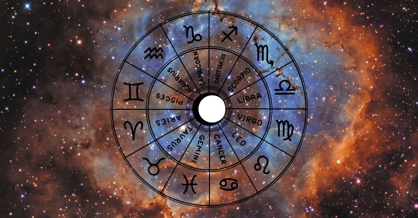 Astrological zodiac wheel against a cosmic galaxy background symbolizing powerful energy and transformation on August 8.