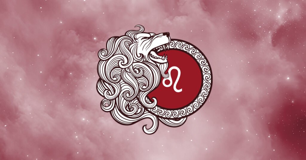 Leo zodiac sign illustration with a cosmic background