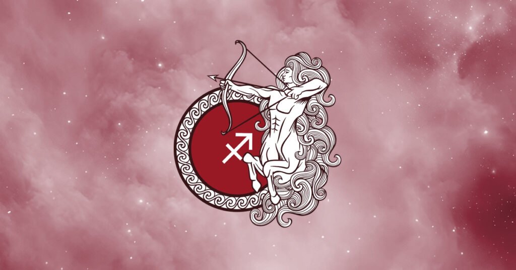 Sagittarius zodiac sign illustration with a cosmic background