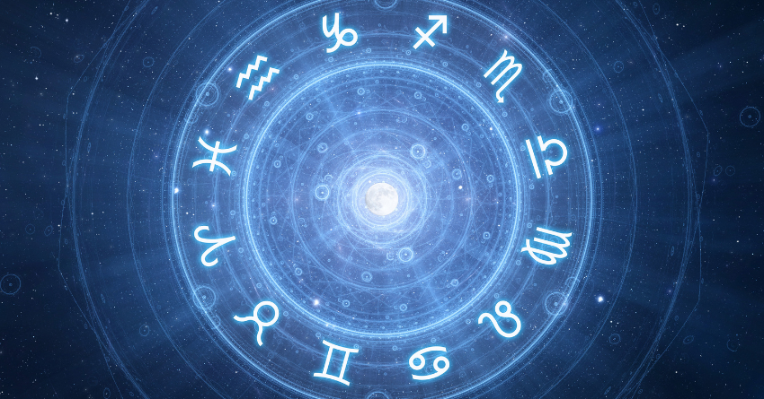 Blue zodiac wheel with glowing astrological symbols for the Daily Horoscope for August 2.