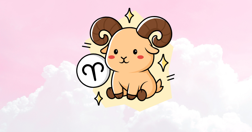 Cute Aries zodiac illustration with the title "The 3 Zodiac Signs Aries Has Unfinished Business With From a Past Life"