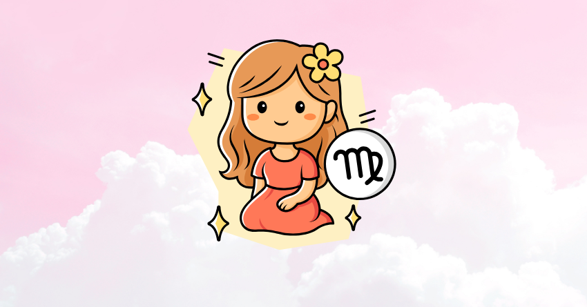 Cute Virgo zodiac illustration with the title "The 3 Zodiac Signs Virgo Has Unfinished Business With From a Past Life"